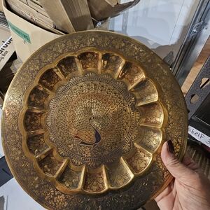 Gold and Brown Decorative Peacock Plate